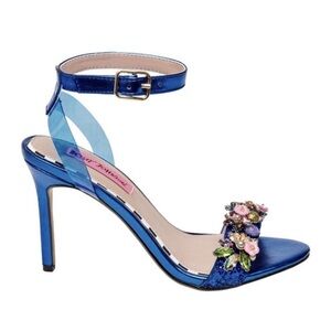 Betsey Johnson Blue Heels with Floral Accents